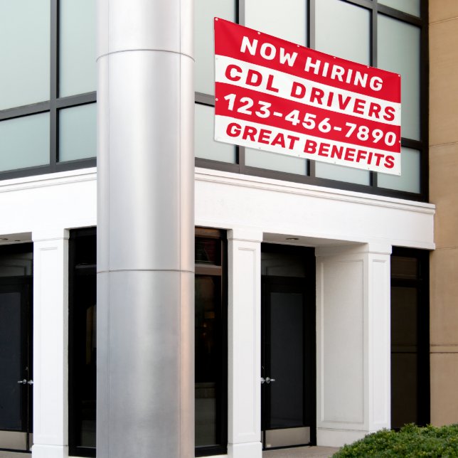 Personalize Now Hiring CDL Drivers Any Job Large Banner (Outside Building)