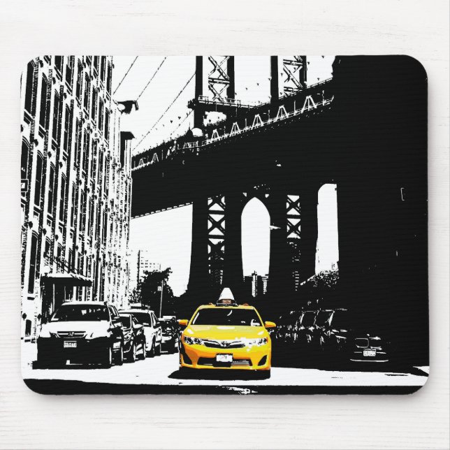 Personalize Nyc New York City Yellow Taxi Brooklyn Mouse Pad (Front)