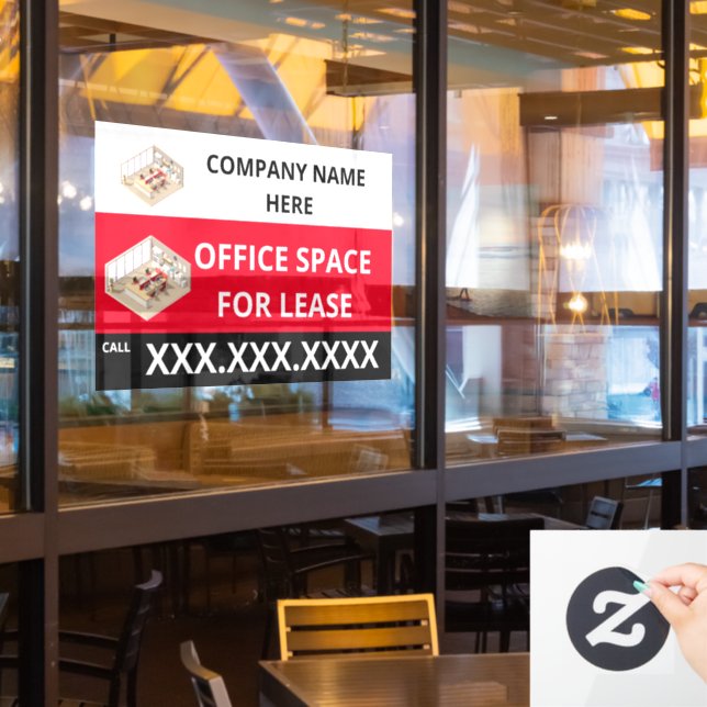 Personalize Office Space For Lease Company Logo Window Cling (Restaurant Window)