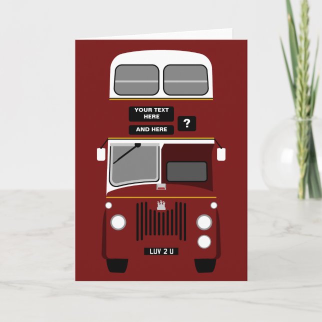 Personalize Old Edinburgh Double Decker Bus Card (Front)