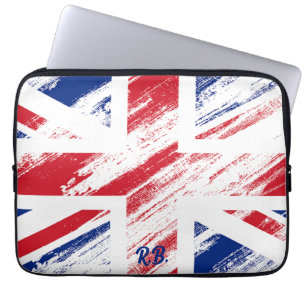 Personalize Old Vintage Grunge United Kingdom Flag Laptop Sleeve