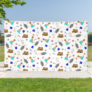 Personalize! Oliver The Otter Summer Beach Party Banner