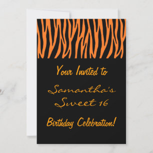 Personalize Orange and Black Zebra Invites