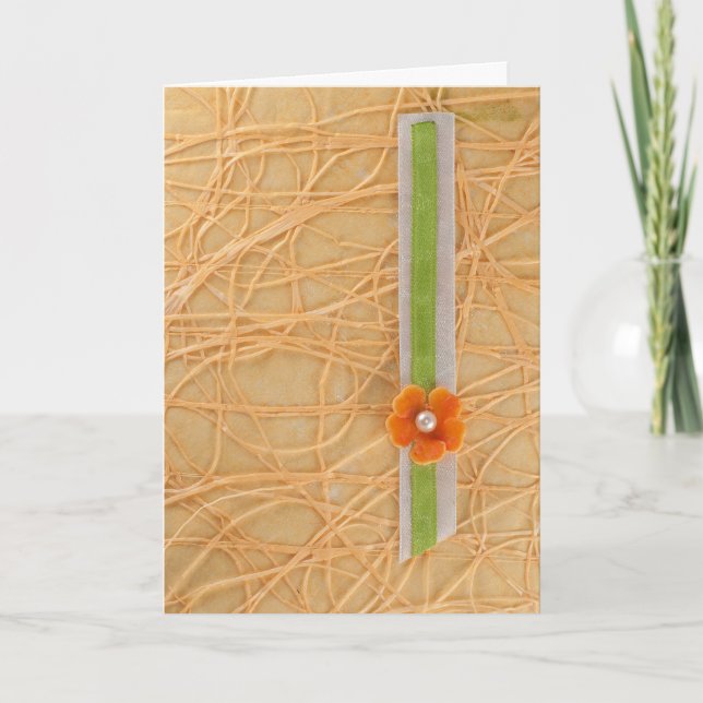Personalize Orange flower and abstract pattern Card (Front)
