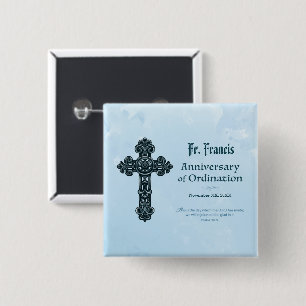 Personalize, Ordination Anniversary Priest, Cross 2 Inch Square Button