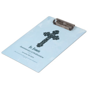 Personalize, Ordination Anniversary Priest, Cross Clipboard