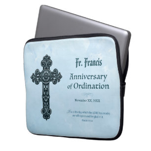Personalize, Ordination Anniversary Priest, Cross Laptop Sleeve