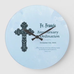 Personalize, Ordination Anniversary Priest, Cross Large Clock