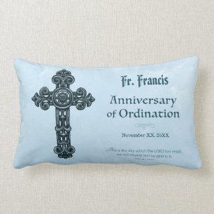 Personalize, Ordination Anniversary Priest, Cross Lumbar Pillow