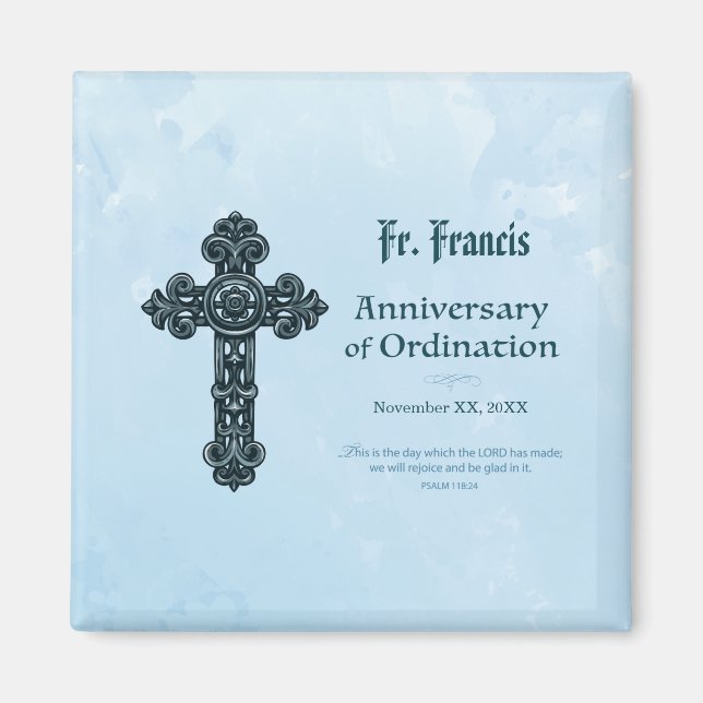 Personalize, Ordination Anniversary Priest, Cross Magnet (Front)