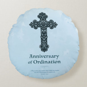 Personalize, Ordination Anniversary Priest, Cross Round Pillow