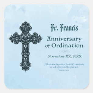 Personalize, Ordination Anniversary Priest, Cross Square Sticker