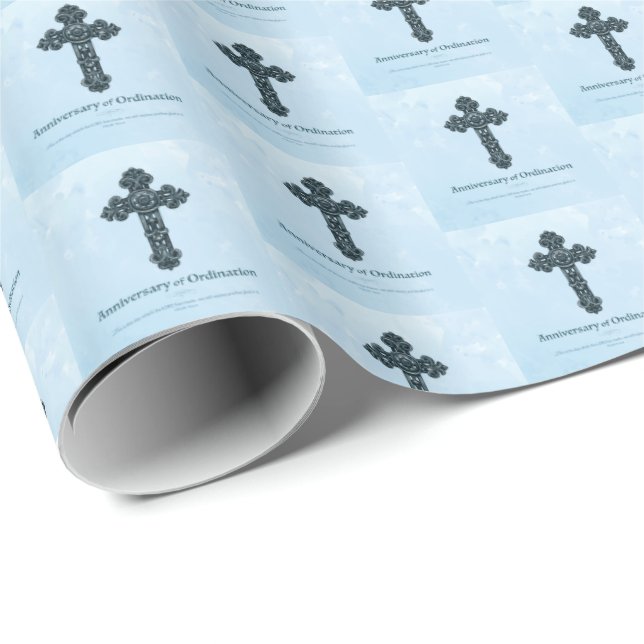 Personalize, Ordination Anniversary Priest, Cross Wrapping Paper (Roll Corner)