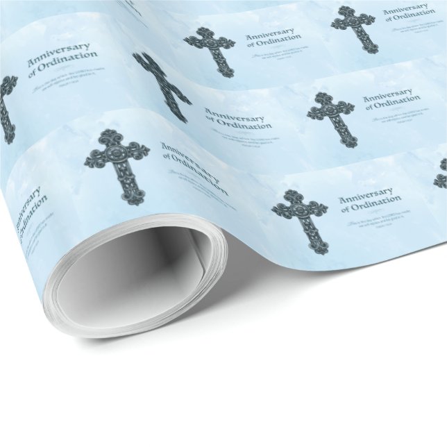 Personalize, Ordination Anniversary Priest, Cross Wrapping Paper (Roll Corner)