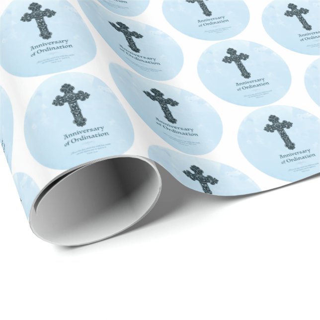 Personalize, Ordination Anniversary Priest, Cross Wrapping Paper (Roll Corner)