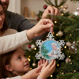 PERSONALIZE Original Art Snowflake Pewter Christmas Ornament