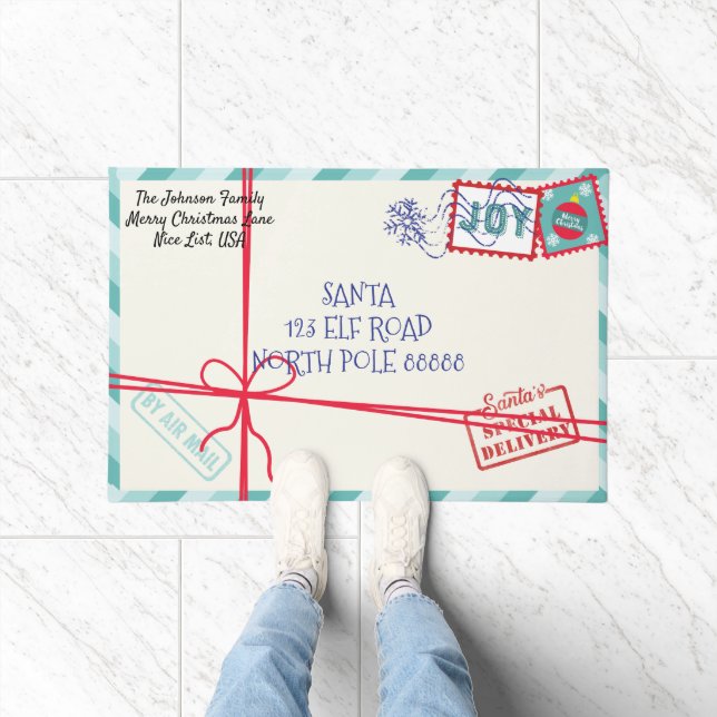 Personalize Parcel Santa Letter Christmas Doormat (Indoor)