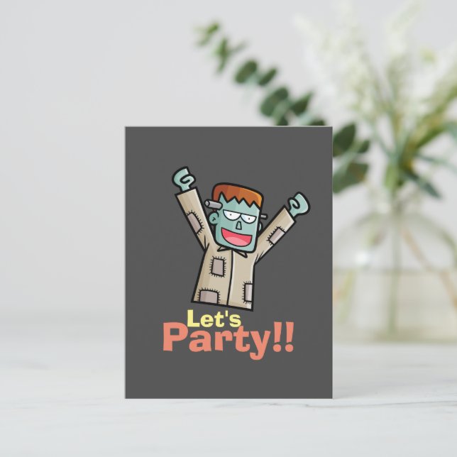 Personalize Party Frankenstein Postcard (Standing Front)