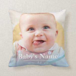 Personalize Pastel Colour Baby Photo (PETER RIVER) Throw Pillow