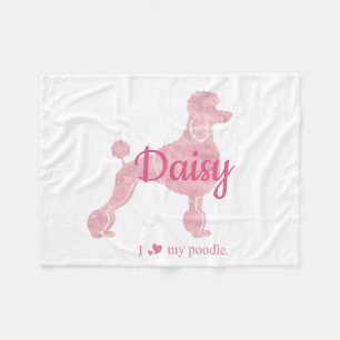 Personalize Pastel Pink Poodle Silhouette custom Fleece Blanket