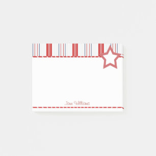 Personalize: Patriotic Red White and Blue Stripes Post-it Notes