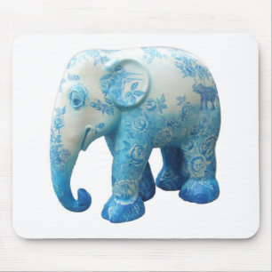 Personalize Pattern Flowers Roses Vines Blue Art Mouse Pad
