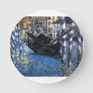 Personalize Peace Water Stream Boats Art Edouard Round Clock