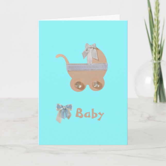 Personalize Peach colour baby stroller Card (Front)