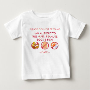 Personalize Peanut Tree Nut Egg & Fish Allergy Kid Baby T-Shirt
