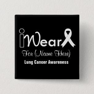 Personalize Pearl Ribbon Lung Cancer 2 Inch Square Button