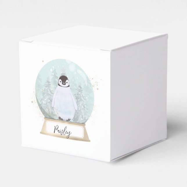 Personalize Penguin Christmas  Favor Box (Front Side)
