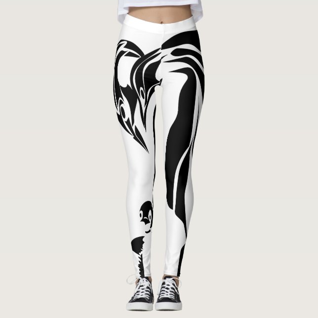 Personalize Penguin Yoga Workout Leggings (Front)