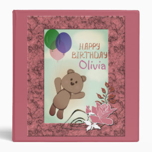 Personalize, personal, birthday, Teddy bear Binder