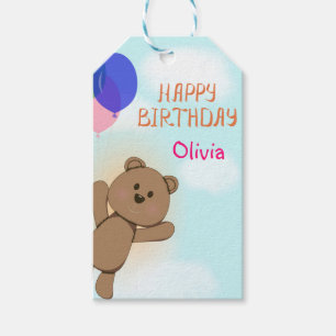 Personalize, personal, birthday, Teddy bear Gift Tags