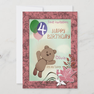 Personalize, personal, birthday, Teddy bear Invitation