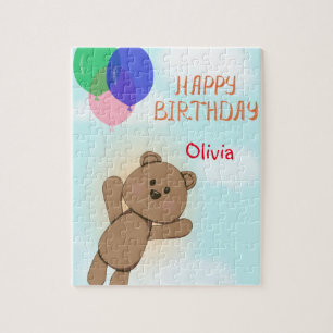 Personalize, personal, birthday, Teddy bear Jigsaw Puzzle