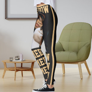 Personalize Pet Cat Mom Cute Charcoal Peach Photo Leggings