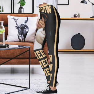Personalize Pet Cat Mom Love Charcoal Peach Photo Leggings