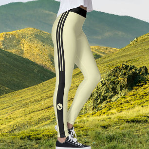 Personalize Pet Mom Black Stripes Soft Buttercream Leggings