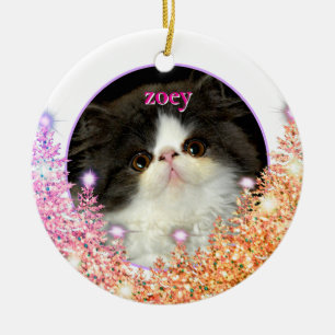 Personalize pet ornament pink sparkling glitter