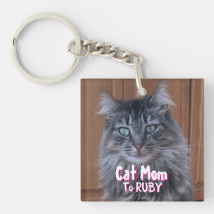 Personalize Pet Photo Cat Mom Keepsake Keychain