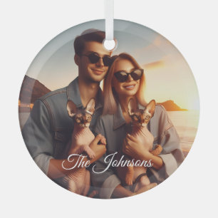 Personalize Pet Photo Sphynx Cat Custom Ornament 