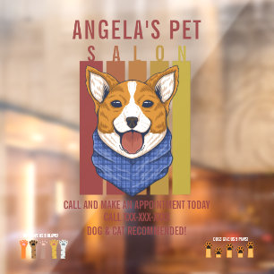 Personalize Pet Salon Dog and Cat Recommended Fun Window Cling