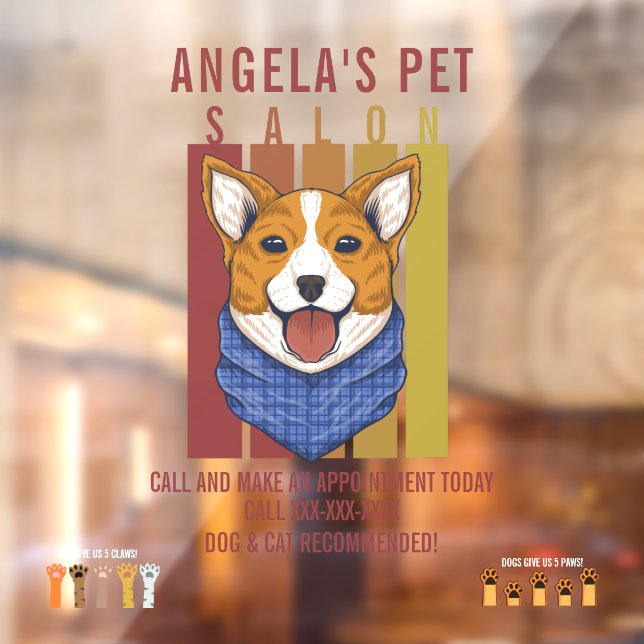 Personalize Pet Salon Dog and Cat Recommended Fun Window Cling (Sheet 2)