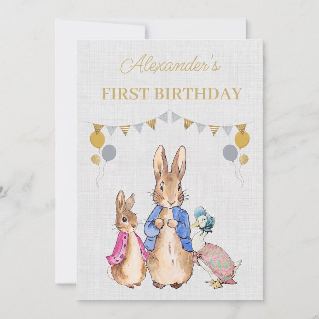 Personalize Peter rabbit 1st Birthday Invitation (Front)