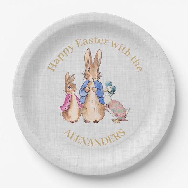 Personalize Peter rabbit Happy Easter  Paper Plate (Front)