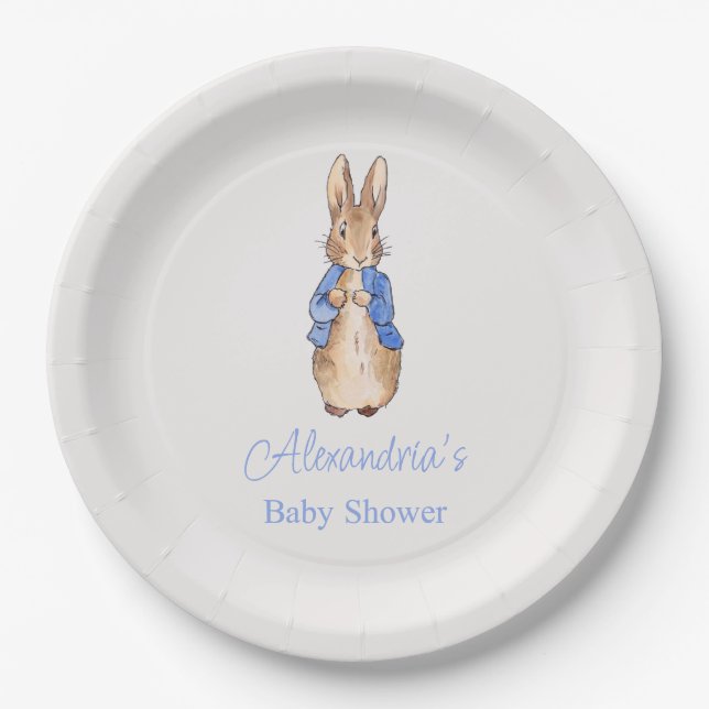 Personalize Peter the rabbit Baby shower Balloon Paper Plate (Front)