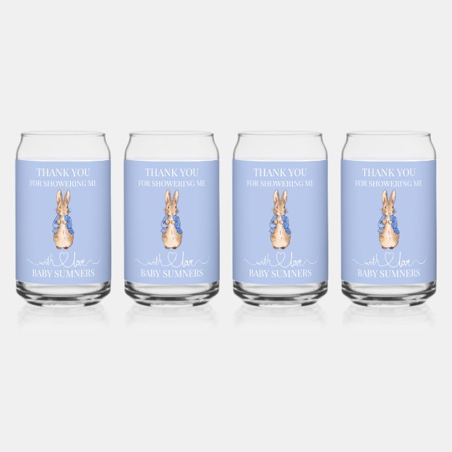 Personalize Peter the rabbit Baby Shower Thank you Can Glass (Front)