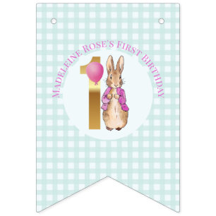 Personalize Peter the rabbit First Birthday Bunting Flags