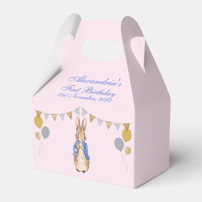 Personalize Peter the Rabbit First Birthday Favor Box (Front Side)
